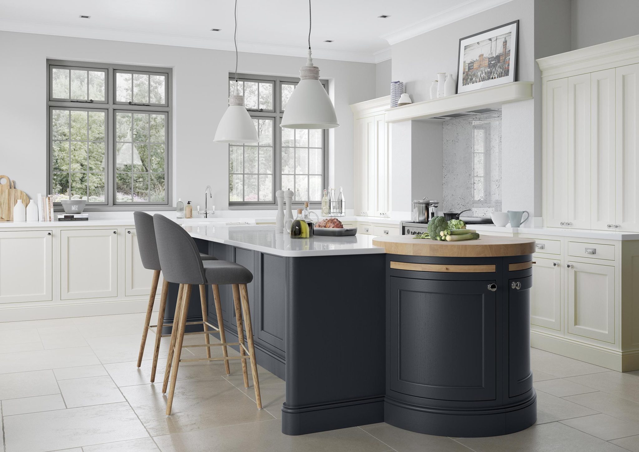 Belgravia Slate Blue and Porcelain classic kitchen