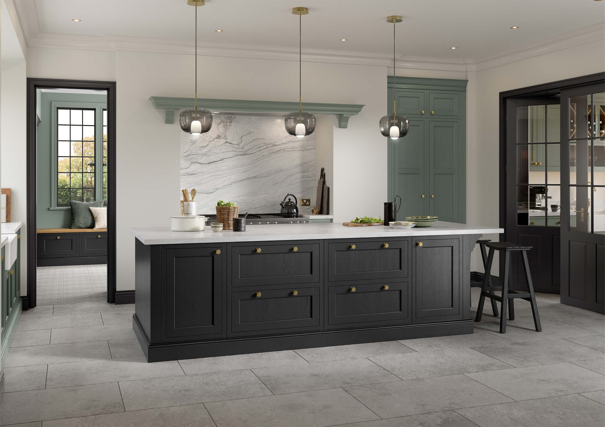 Belgravia Reed Green and Cannon Black classic kitchen