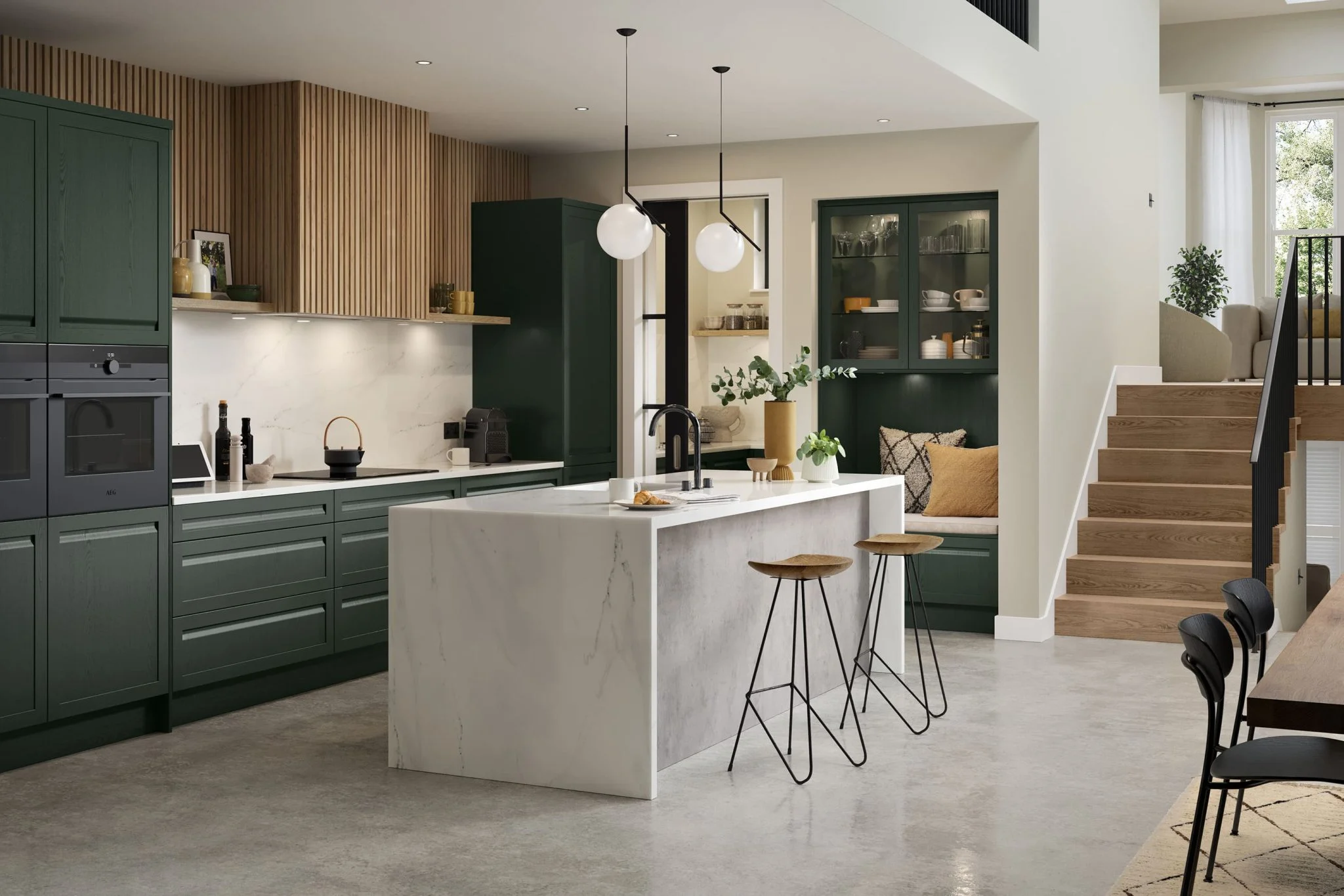Harborne Heritage Green modern kitchen